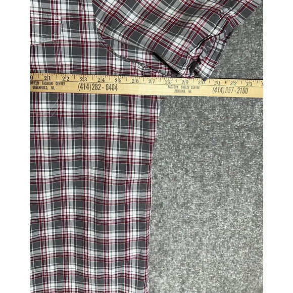 Apt 9 Short Sleeve Plaid Button Up Shirt Mens Size XXL Gray Red White Pockets - Picture 7 of 8